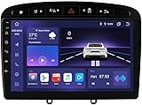 Android 12 Autoradio 9 Zoll Touchscreen 8-Kern 4GB+32GB Für Peugeot 308 308SW 1 2007-2015/Peugeot 408 1 2012-2020/Peugeot CRZ WiFi CarPlay/Android Auto Bluetooth 4G LTE RDS SWC Bluetooth 5.0 (Schwarz)